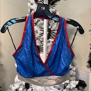 Bear Dance Red and Blue V-Neck Top